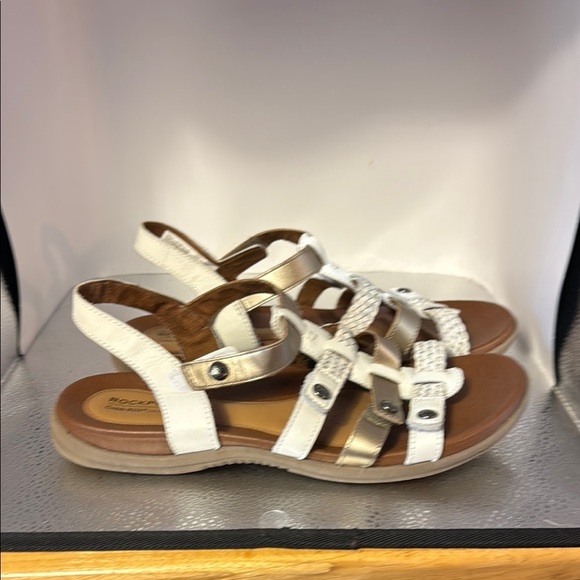 Rockport White and Tan Comfort Sandals with Adjustable Straps - Picture 2 of 7